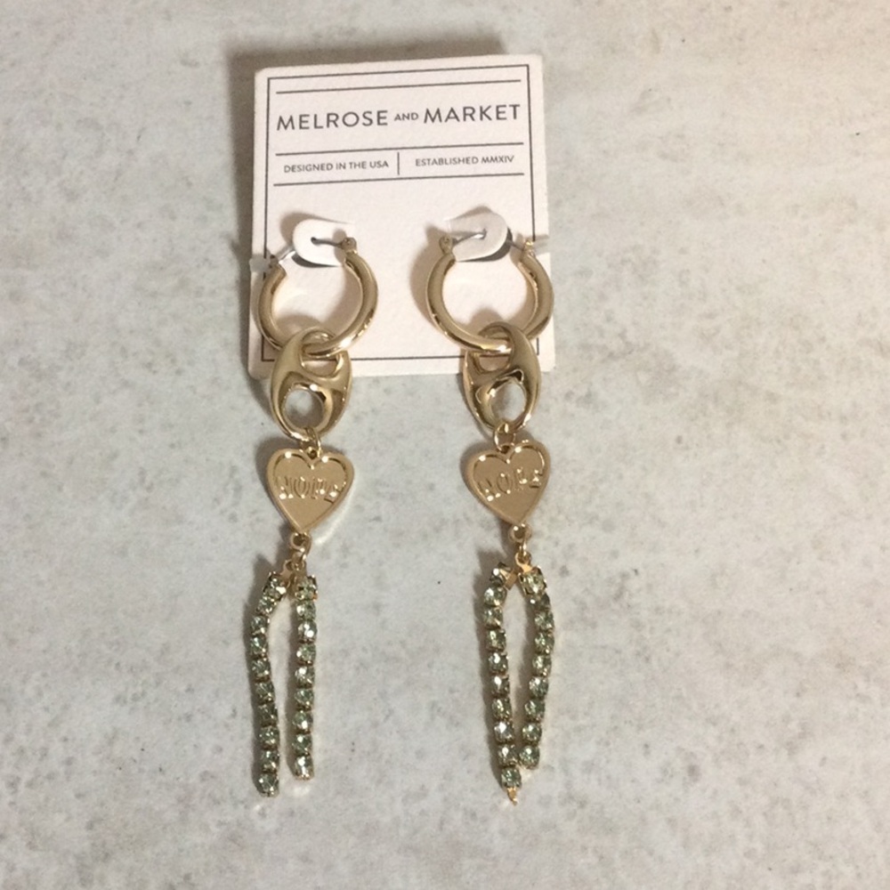 NWT Melrose and Market gold link HOPE heart drop earrings